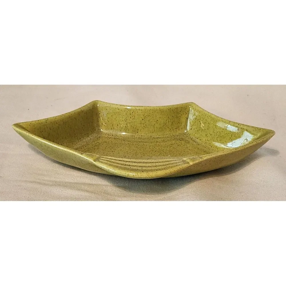 Vtg California‎ Pottery USA Lazy Susan Green Speckled Ceramic Dish 225
